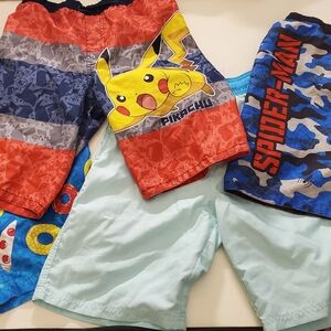Pikachu and Spider-Man Kids Swim Trunks Set